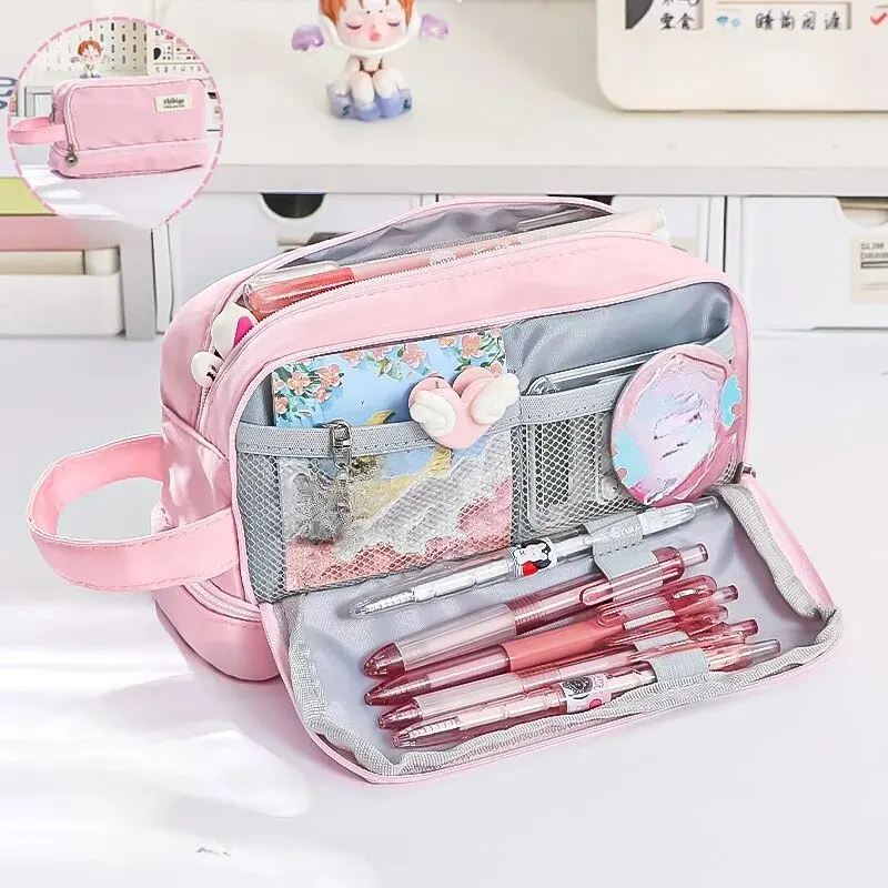Astuccio per matite per studenti delle scuole con astuccio multifunzionale di grande capacità Astuccio per matite carino abbinato ai colori Macaron