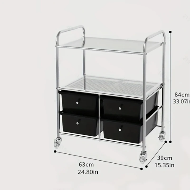 Carrello portaoggetti con ruote con 4 cassetti, 2 ripiani, carrello in plastica su ruote per salone di bellezza scolastico, ufficio domestico