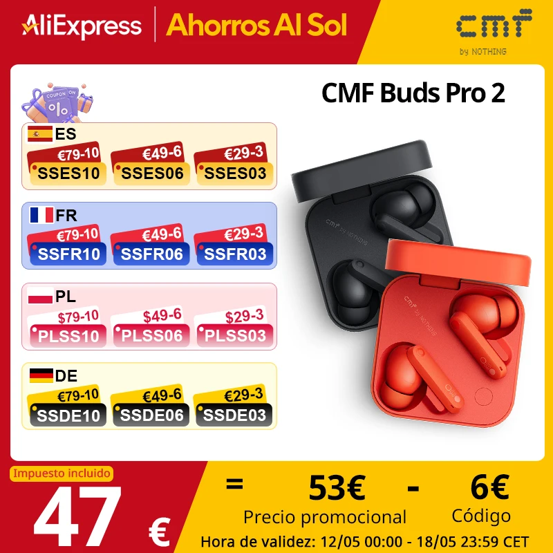 Neue globale Version CMF Buds Pro 2, mit 50 dB Hybrid-Aktivgeräuschunterdrückung, 6 HD-Mikrofone, IP55, Bluetooth 5.3 Buds Pro2