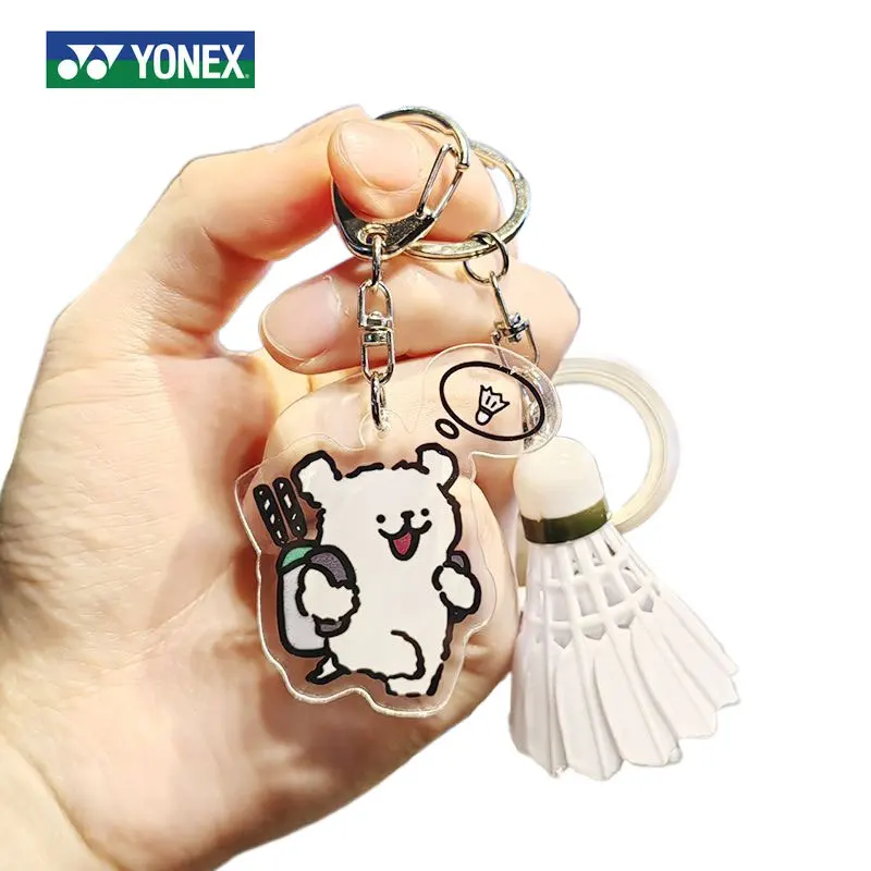 YONEX กระเป๋าแบดมินตันพวงกุญแจการ์ตูนแฟชั่นน่ารักไม้เทนนิสกระเป๋าเป้สะพายหลังพวงกุญแจอะคริลิคจี้คู่ของขวัญ