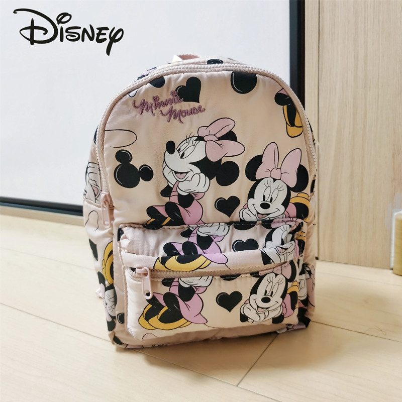 Disney Minnie ใหม่แฟชั่นสาวกระเป๋าเป้สะพายหลังคุณภาพสูงขนาดใหญ่ความจุน่ารักกระเป๋านักเรียนเด็กกระเป๋าเป้สะพายหลังแบรนด์หรู