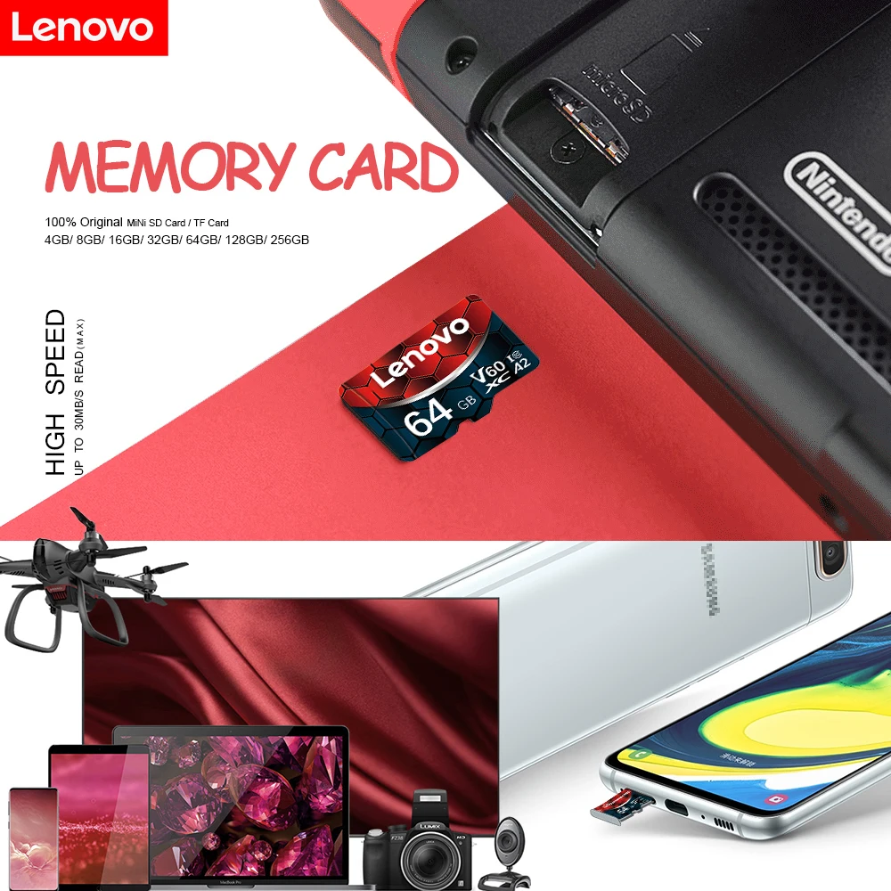 レノボマイクロ SD カード 128 ギガバイトの高速メモリカード 2 テラバイト V60 ミニ SD カード 512 ギガバイト UHS-1 TF フラッシュカードニンテンドースイッチ