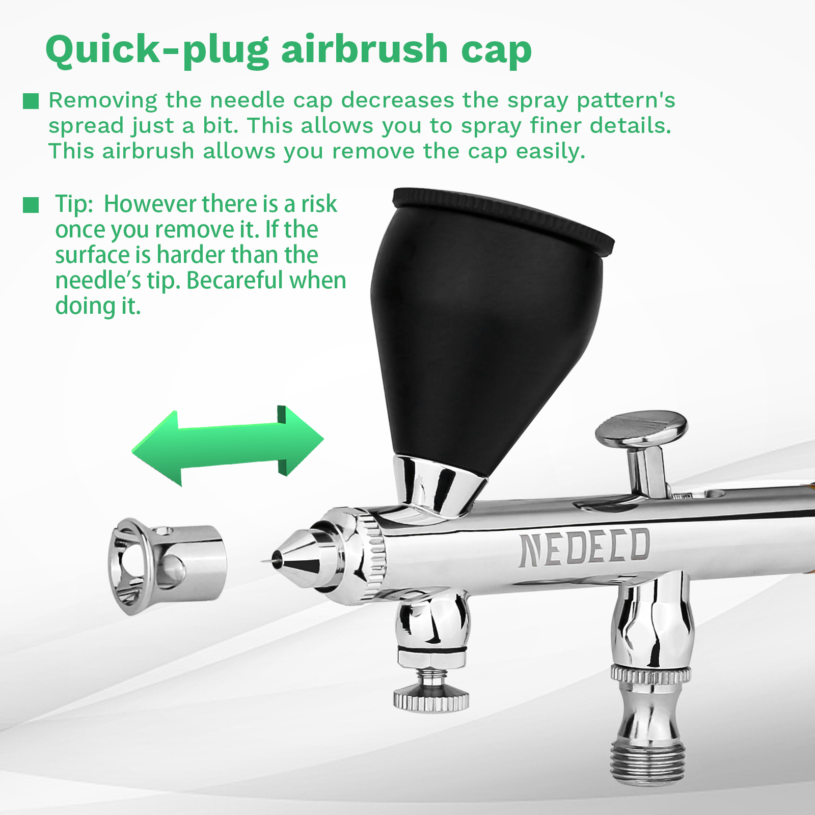 NEOECO NCT-SJ83 Dual Action Airbrush 9cc 1/3 oz Fluid Cups Quick Remove Air Brush Cap Design Schwerkraft-Zufuhrset für Modell-Kuchenkunst