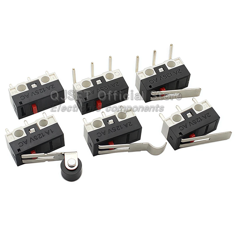 10 ชิ้น Micro Limit Switch Momentary Push ปุ่มสวิทช์ 1A 2A125V AC แผ่นสวิทช์ 3 Pins ยาว Roller Lever Arm SPDT 12X6X6 มิลลิเมตร
