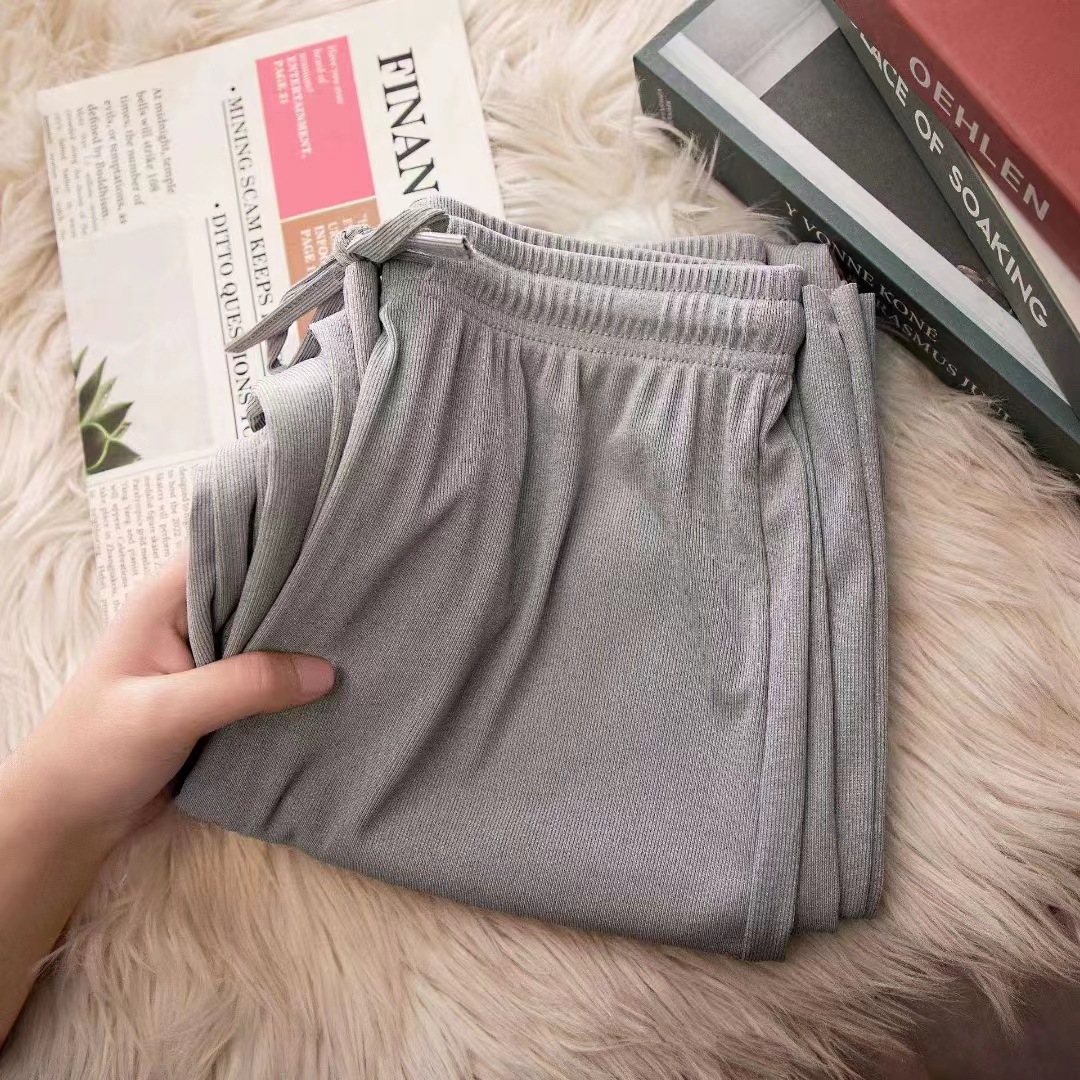 Vrouwen broek lente zomer ijszijde wijde pijpen broek 2025, hoge taille losse rechte casual broek vrouwelijke outdoor zwarte broek