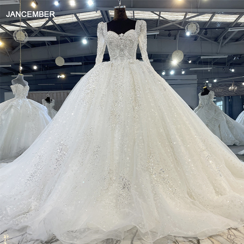 Precioso Vestido De Novia De Organza, Vestido De baile con cuello cuadrado, trajes De boda para mujer con cuentas De cristal, Vestido De Novia MN97