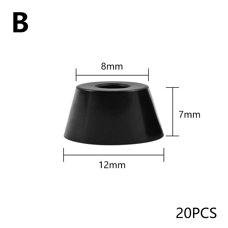 20pcs 안티 슬립 가구 다리 피트 블랙 스피커 캐비닛 침대 테이블 상자 원추형 고무 충격 패드 바닥 보호기 가구 부품