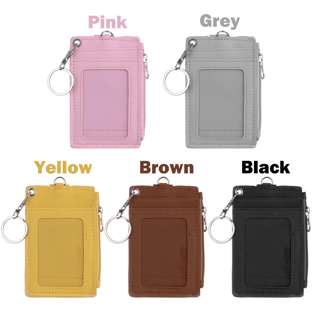 Portable Coin Purse Wallet Leather Business ID Card Credit Badge Holder Keychain