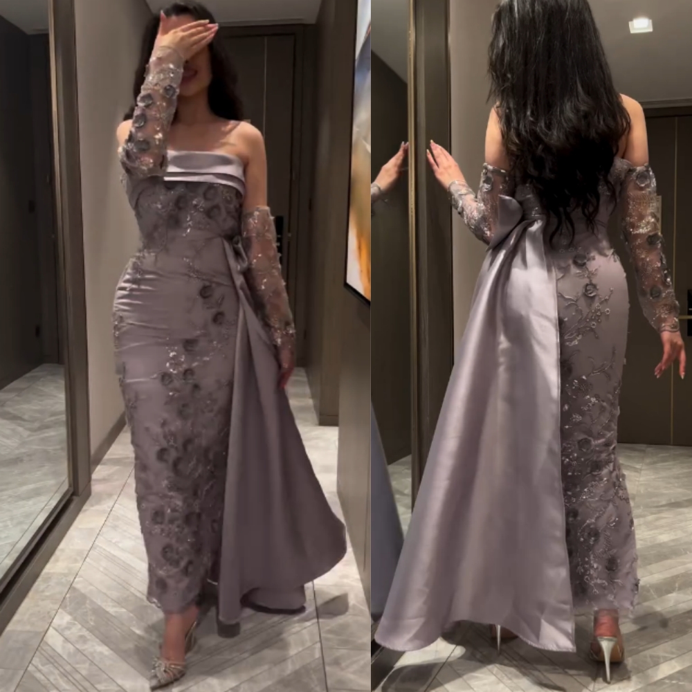 Vestido de noche personalizado con apliques plisados, corte en A, sin tirantes, para ocasiones a medida, vestidos por debajo de la rodilla