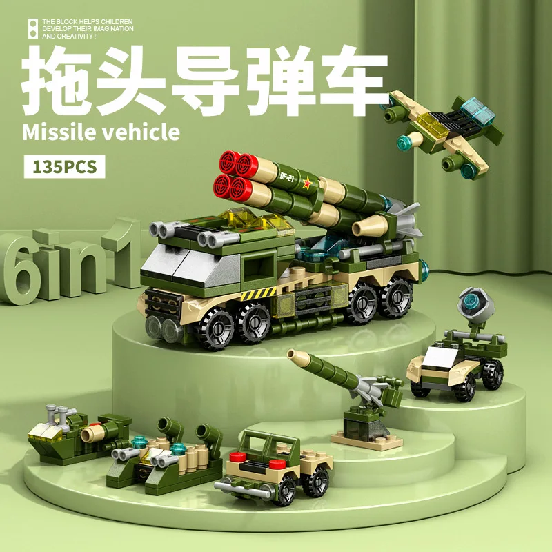 ใหม่ DIY 6in1 เรือบรรทุกเครื่องบินเฮลิคอปเตอร์ปูนขีปนาวุธรถหุ้มเกราะ Building Blocks ชุดสาวอิฐภาพยนตร์รุ่นของเล่นเด็ก