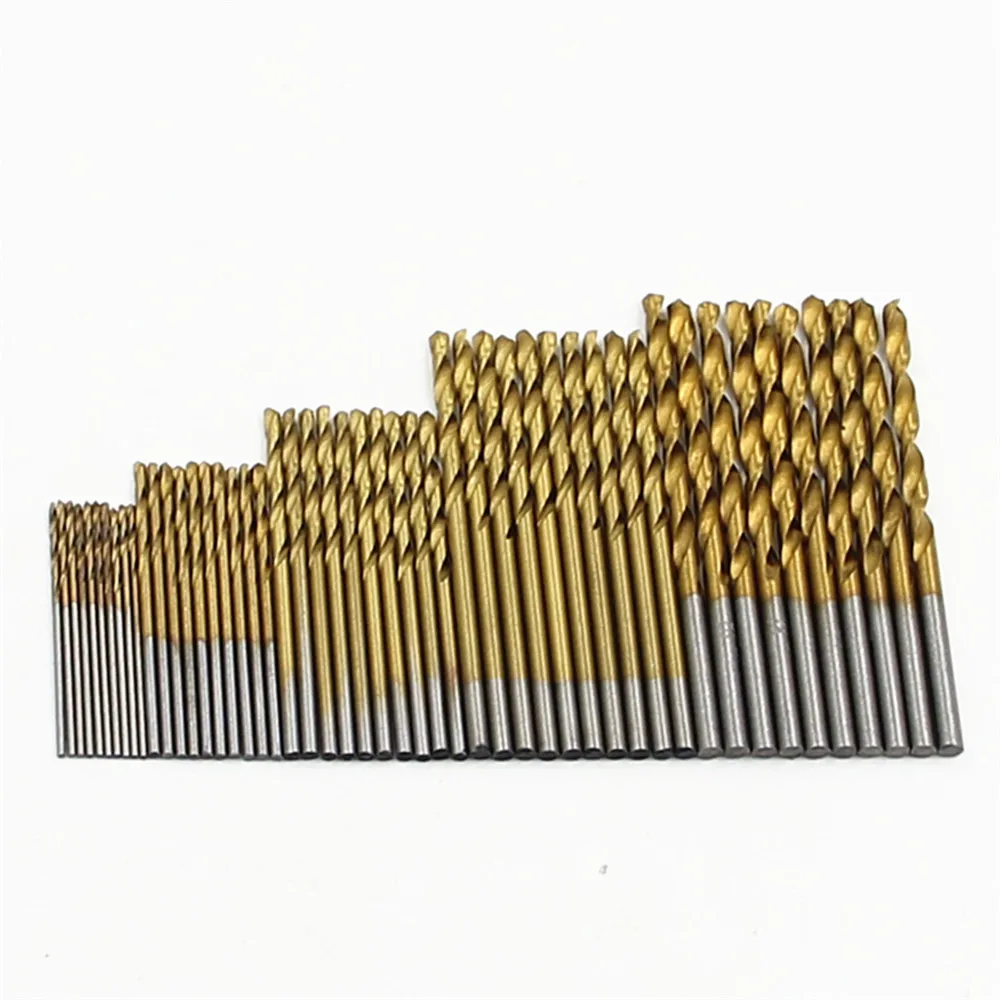 50pc titanium plated twist drill set 1-3mm small drill bit electric drill drilling set DIY woodworking drilling and opening tool