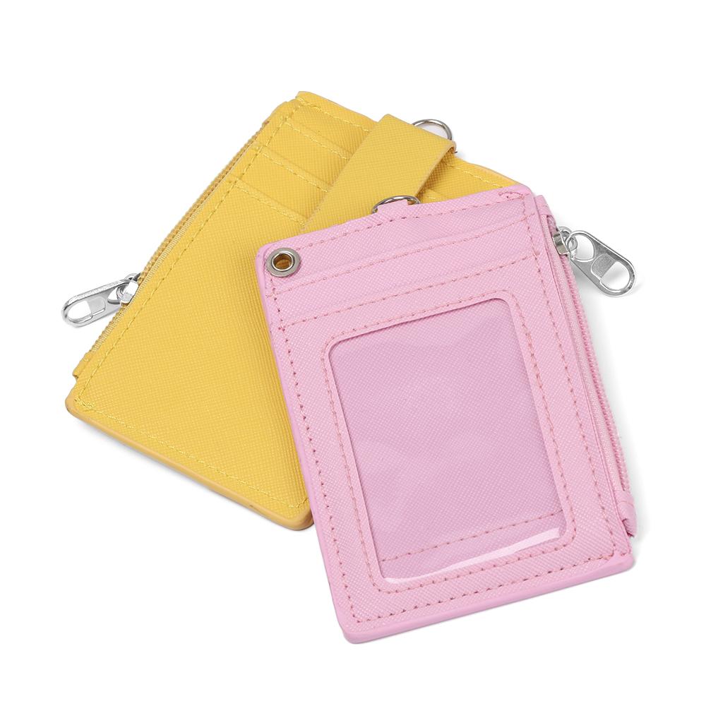 Portable Coin Purse Wallet Leather Business ID Card Credit Badge Holder Keychain