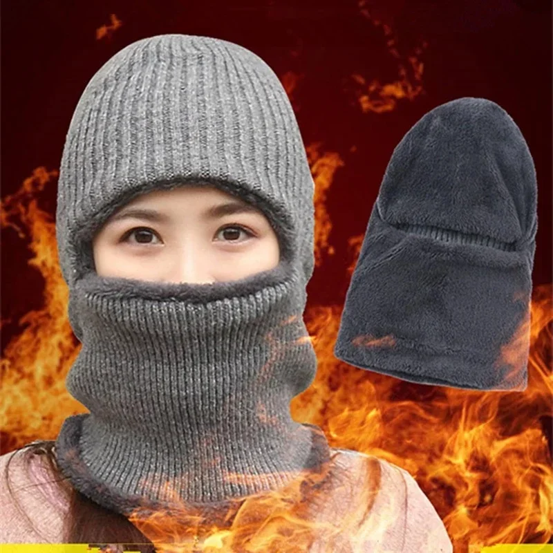 Coral Fleece Wintermuts Herenmuts Sjaal Warme ademende wollen gebreide muts voor dames Dubbele lagen beschermkap