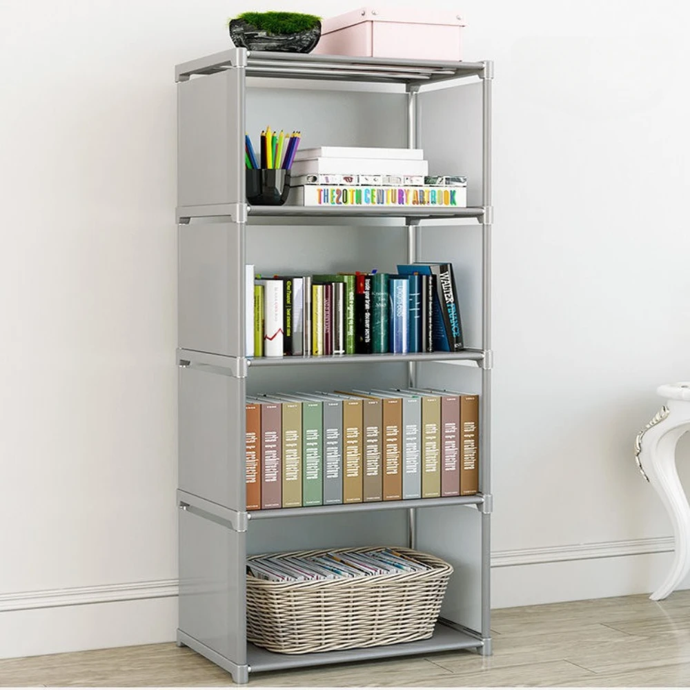 ชั้นวางหนังสือชั้นเก็บ Simple ชั้นวางหนังสือเศษซากชั้นวาง Multi-Layer Book Closet Organizer ห้องนอน Easy ASSEMBLY ตู้หนังสือ