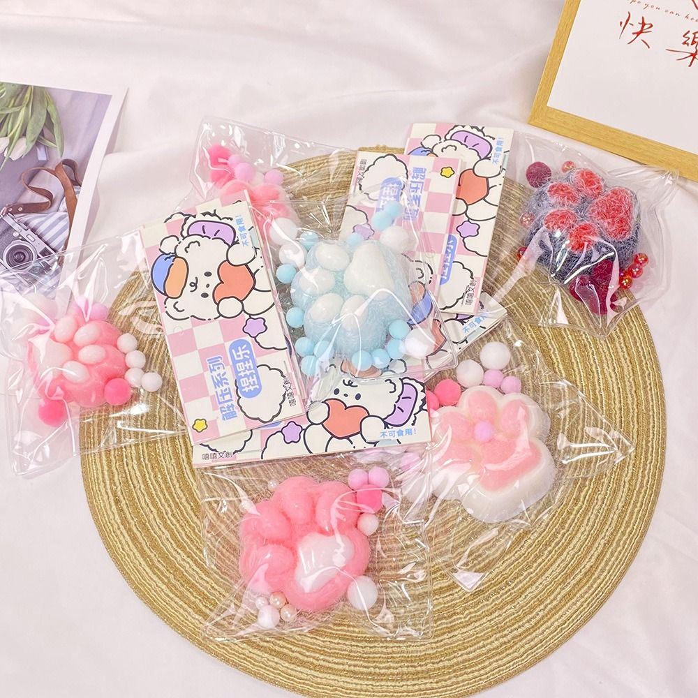 Brinquedo pata mole para liberação de estresse, bonito pé de gato rosa, rebote lento, pitada antistress macia molhada, brinquedo de descompressão, nova diversão