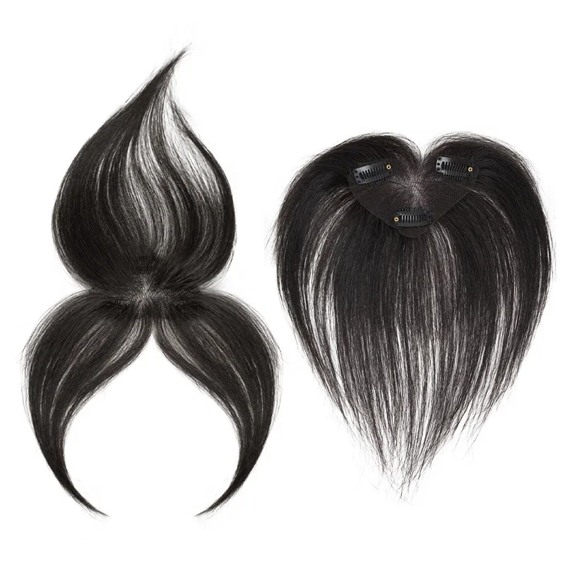 25 ซม.100% มนุษย์ผมผู้หญิงธรรมชาติหน้าผากผม Enhancement ผ้าม่าน 3D Bangs เพิ่มปริมาณผม