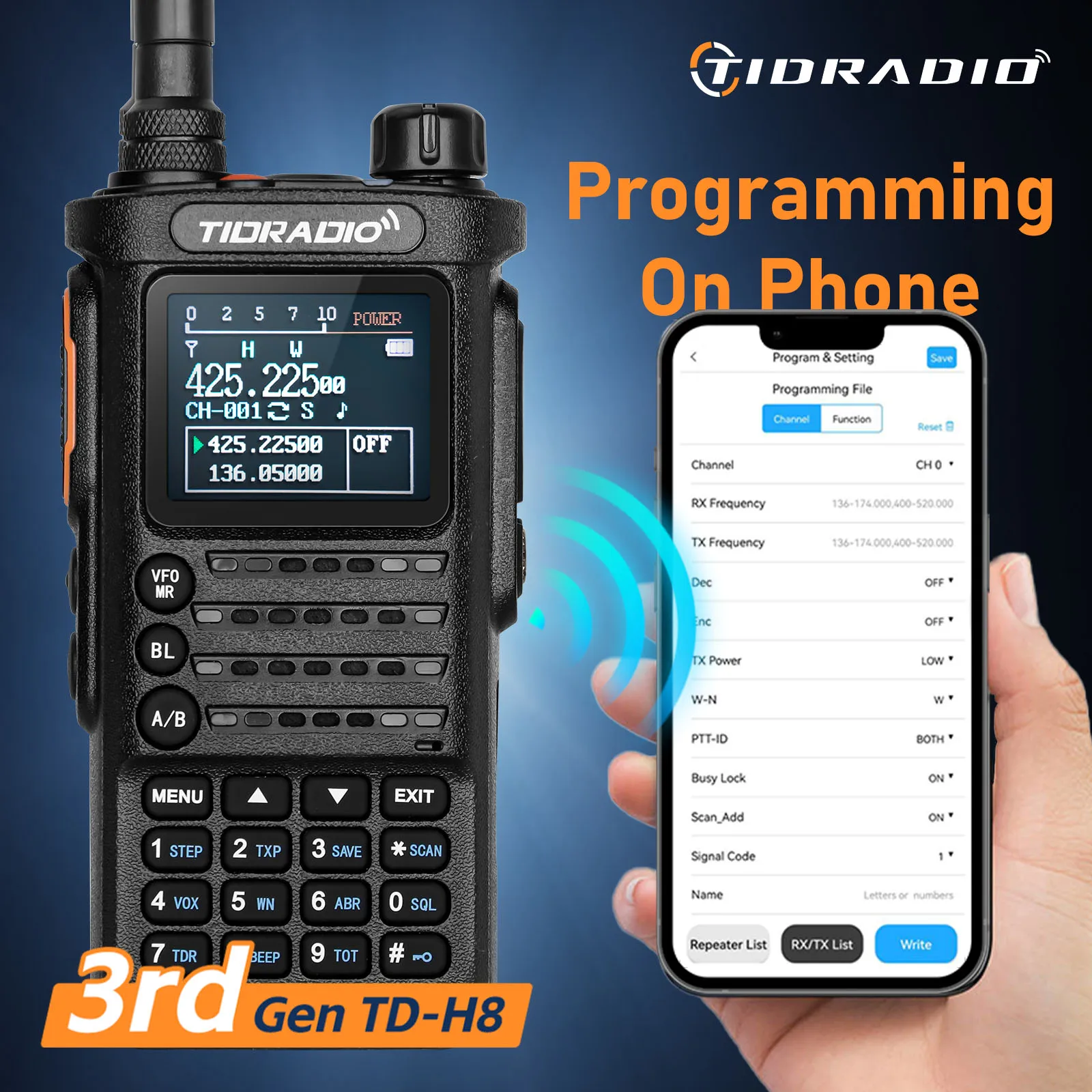 Walkie Talkie profesional TIDRADIO TD H8 de 3. a generación, 10W, Radio de emergencia de largo alcance, receptor de Radio bidireccional portátil, repetidores de búsqueda