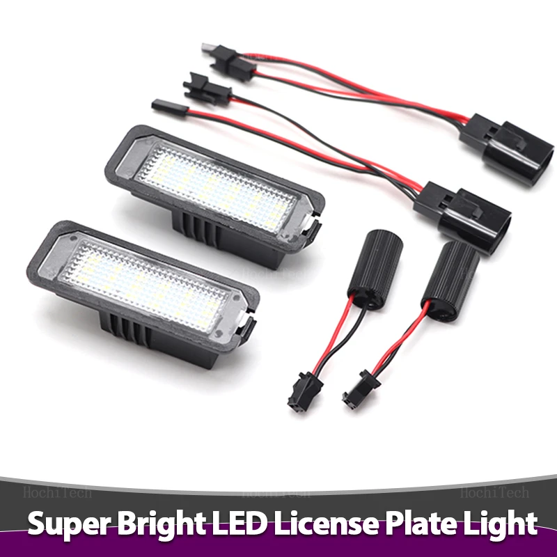 2 pçs led lâmpada de luz da placa de licença para vw passat b6 cc eos golf 4 5 6 7 mk7 polo excelente assento leon altea lâmpada do carro