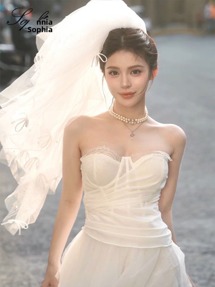 Acório de cabelo de pérola estilo coreano, acório de cabelo com laço pequ fofo, perfeito para estilo de vestido de c...