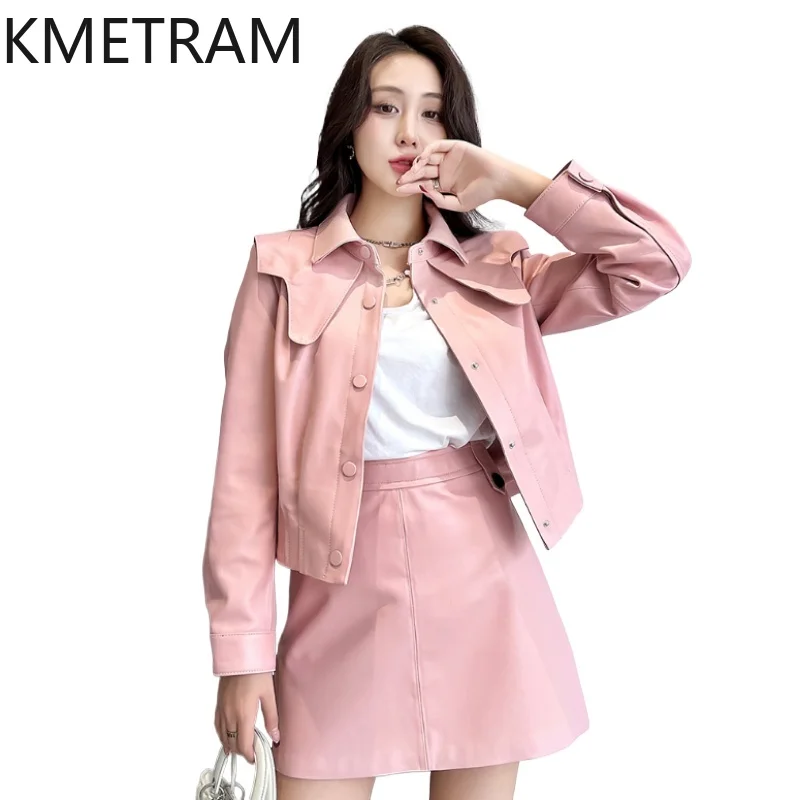 Vraie couche supérieure de vestes en peau de mouton femme veste et jupe en cuir véritable costume de mode femmes vêtements d'automne 2025 дубл onderка ж miscecud