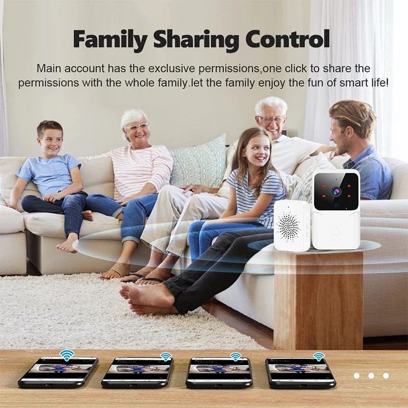 Timbre inteligente inalámbrico WiFi Tuya, cámara de seguridad para el hogar con Alexa y Google funciona con batería CC/CA