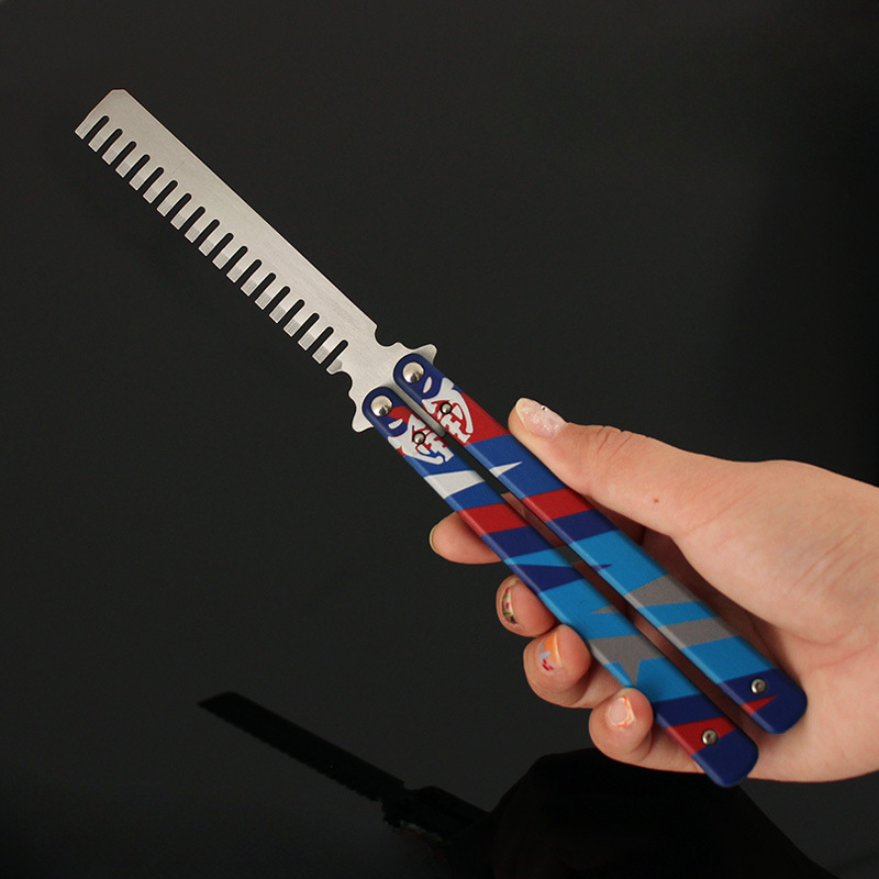 Valorant Weapon Yoru's Stylish Butterfly Comb Melee Game Peripheral 23cm Metal Balisong Trainer Model Weapon Gifts Toys for Boys