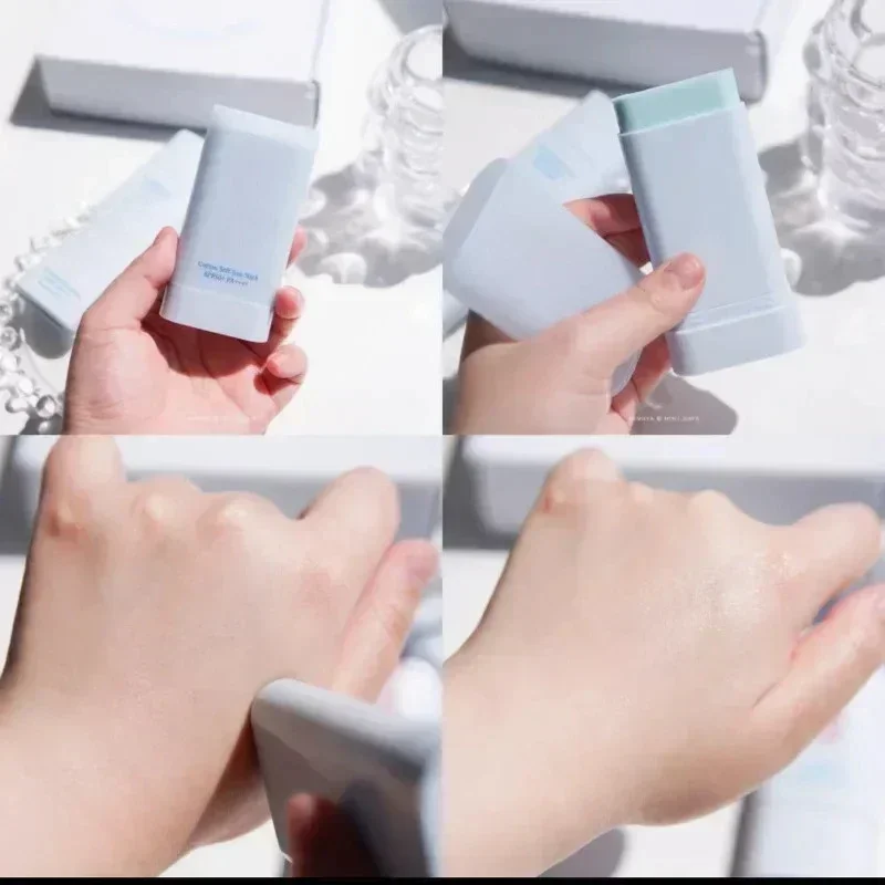 Barra de protección solar facial coreana, barra solar mate azul claro para piel suave y sedosa, barra de sol suave de algodón, textura acuosa, protección UV, nuevo