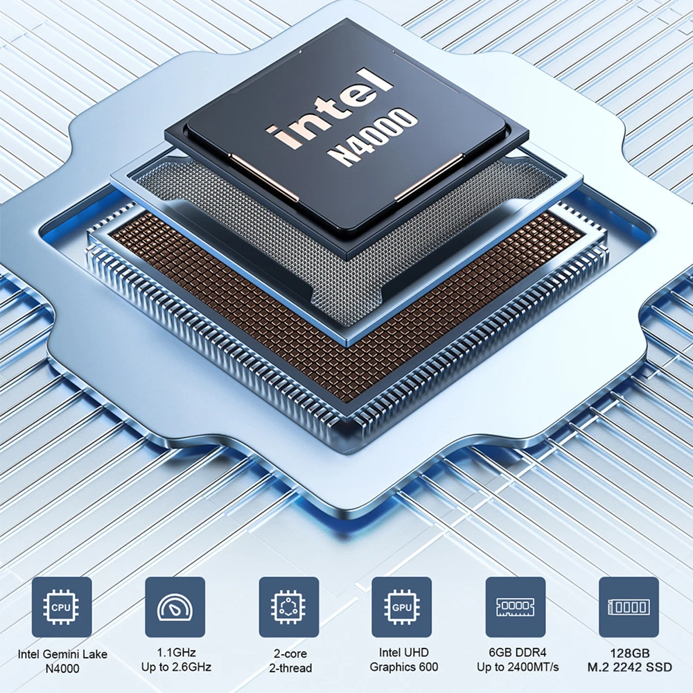 MLLSE Mini-PC M2 Air Intel Gemini Lake N4000 Intel J3710 Windows 11 6 GB RAM 128 GB ROM Dualband WiFi Bluetooth USB Mini-Computer