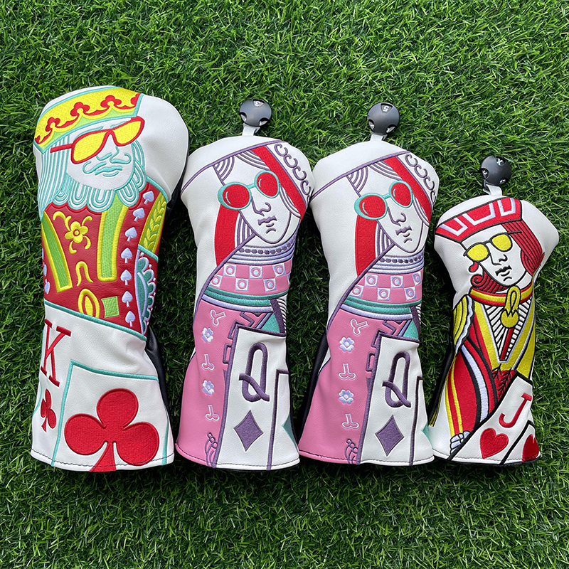 กษัตริย์และควีนและอัศวินกอล์ฟคลับไม้ Headcovers ไดร์เวอร์แฟร์เวย์ Woods Hybrid Cover ถ่ายภาพในรูปแบบจัดส่งที่รวดเร็ว