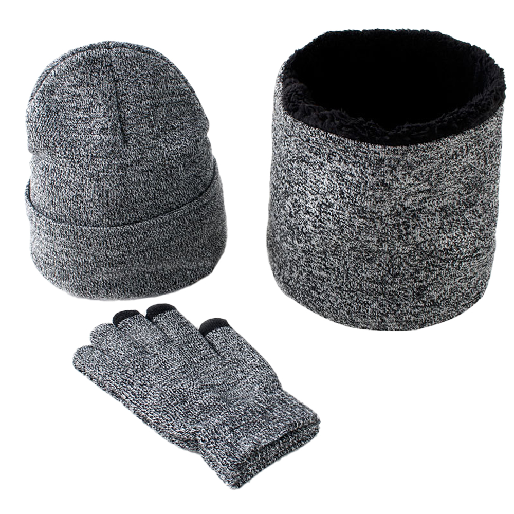 Männer Herbst Winter Warm Halten Set Unisex Beanie Handschuhe Schal Männlichen Woolen Garn Stricken Schalldämpfer Einfarbig Hut Großhandel drop Schiff