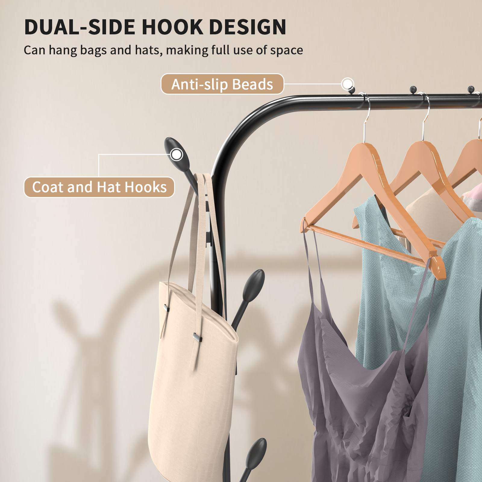 Pole Clothes Rack High-capacity Living Room Bedroom Coat Racks Household Floor Type Hanger Balcony Assembled Clothe Drying Shelf