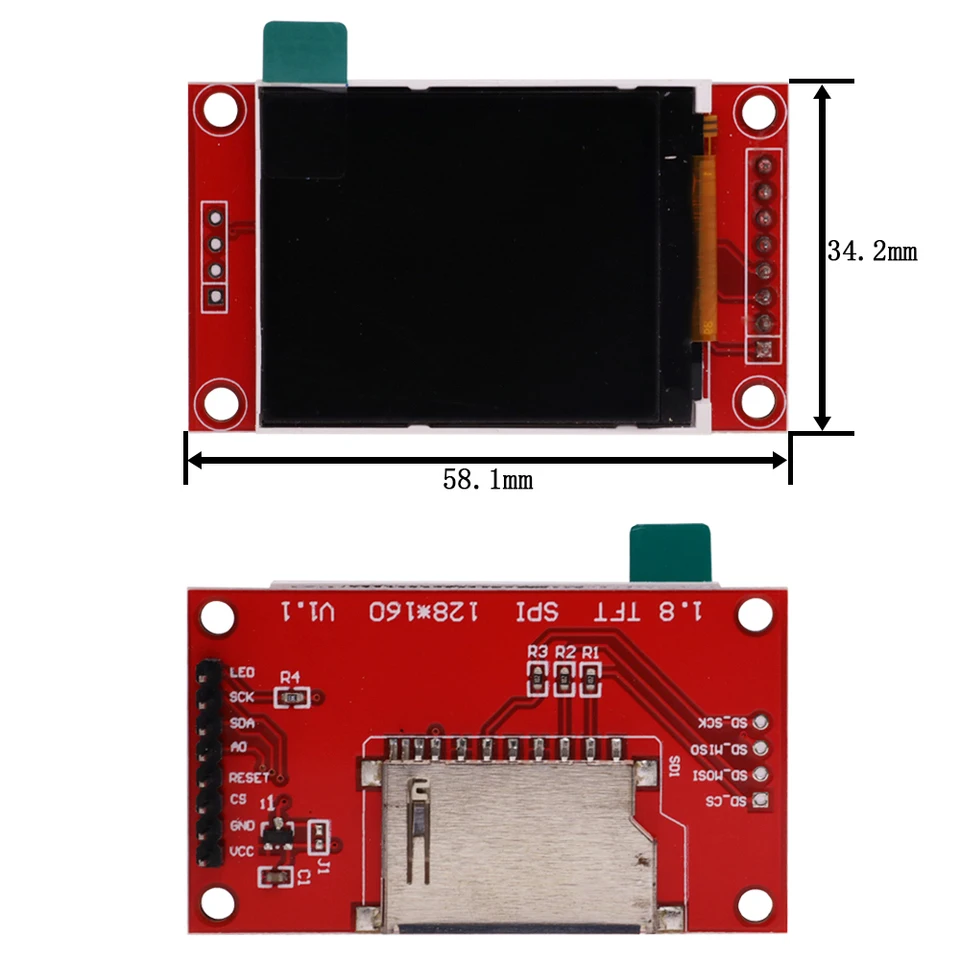 Módulo LCD TFT de 1,8 pulgadas Módulo de pantalla LCD ST7735 SPI serial 51 controladores 4 controlador IO resolución TFT 128*160 para Arduino