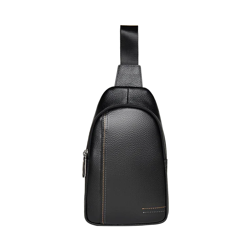 Bolso de pecho y riñonera multifuncional de piel de vaca con capa de cabeza para hombre