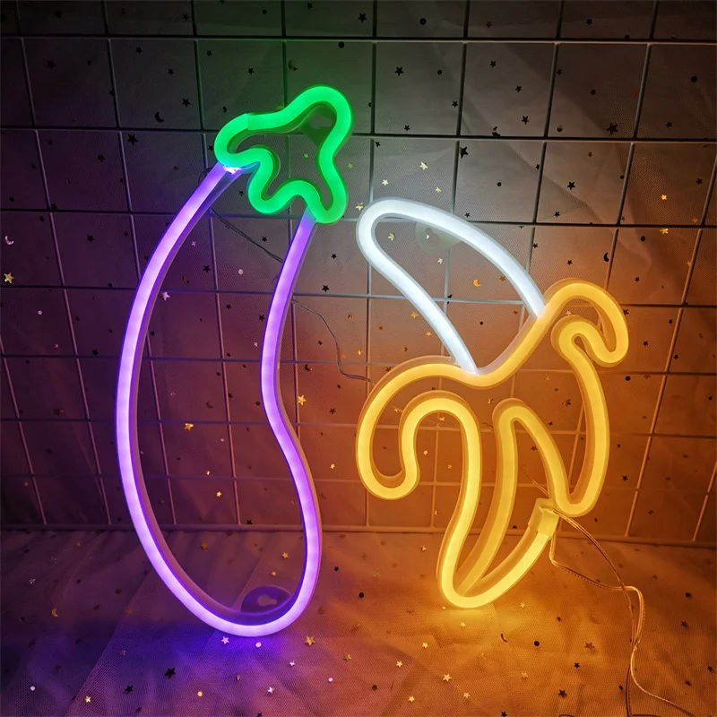 USB/Batterie LED Neon Lichter Zeichen für Wand Kunst Dekor Gaming Bar Schlafzimmer Dekoration Hängen Neon Zeichen Party Aubergine nacht Lampe