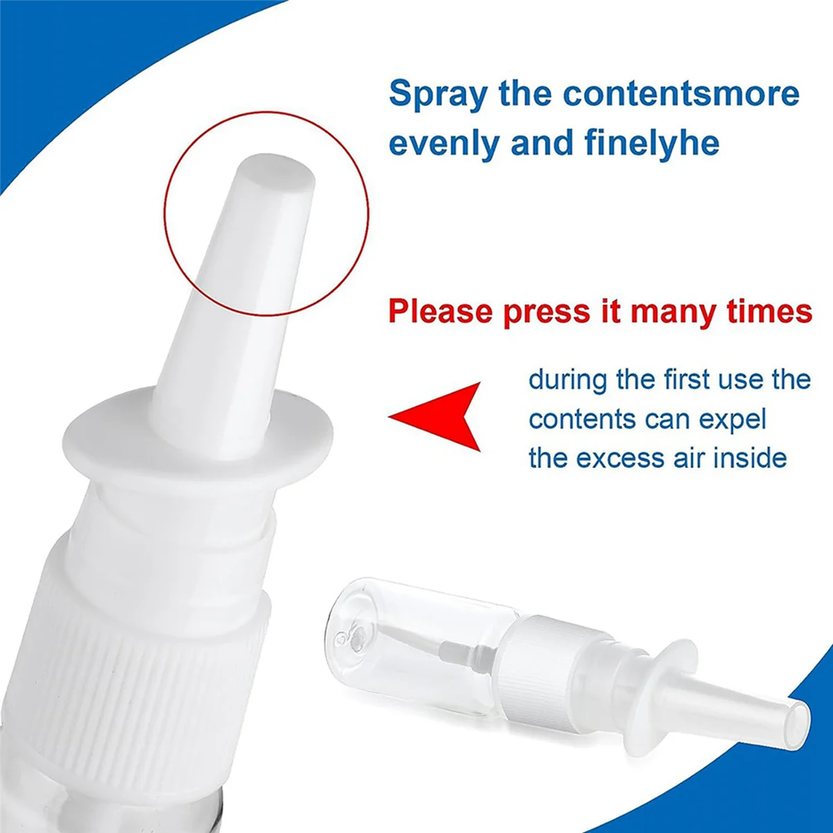 A72P 40Pcs Nasal Bottle, 10ML Clear Small Empty Nose Bottle Reusable Fine Mist Sprayers for Travel