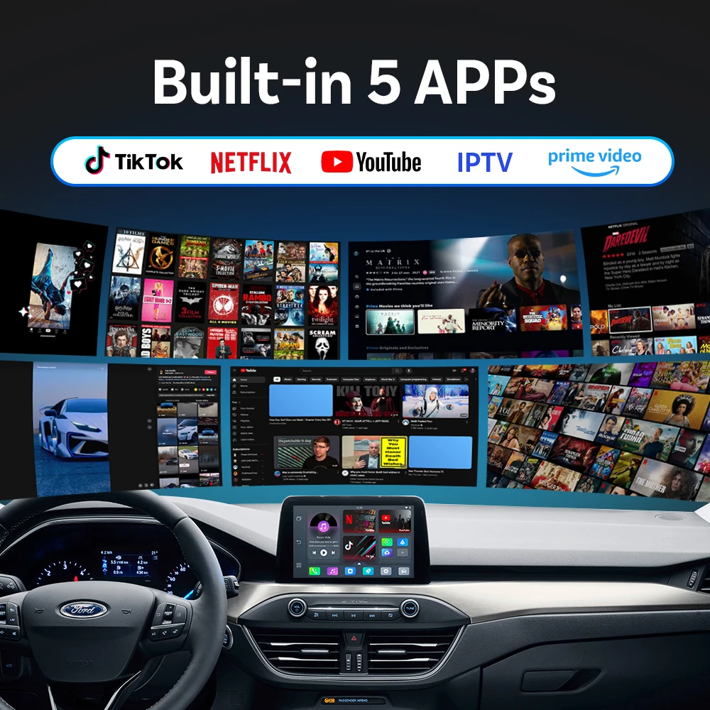 Ottocast Play2Video Pro Ai Box Беспроводной адаптер CarPlay Android Auto Встроенный Youtube Netflix IPTV для автомобиля с проводным Carplay