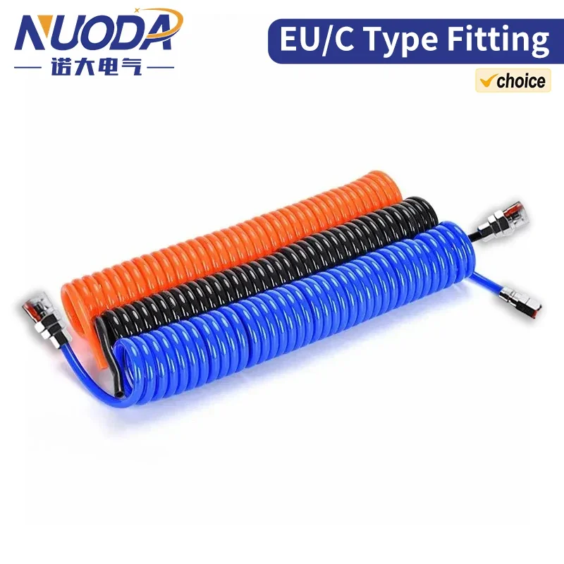Tubo de manguera de compresor de aire PU, herramienta de aire Flexible con conector, tubo en espiral de resorte de poliuretano neumático con junta, 3/6/9/12/15M
