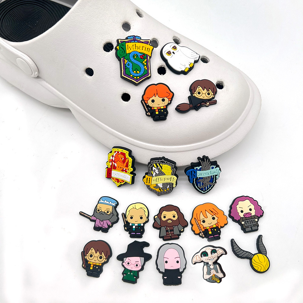 10-61PCS Wizarding Academy Film Good Quality Shoes Charms DIY PVC Shoe bag Accessories Forenthusiasts Wristband Kids Party Gifts