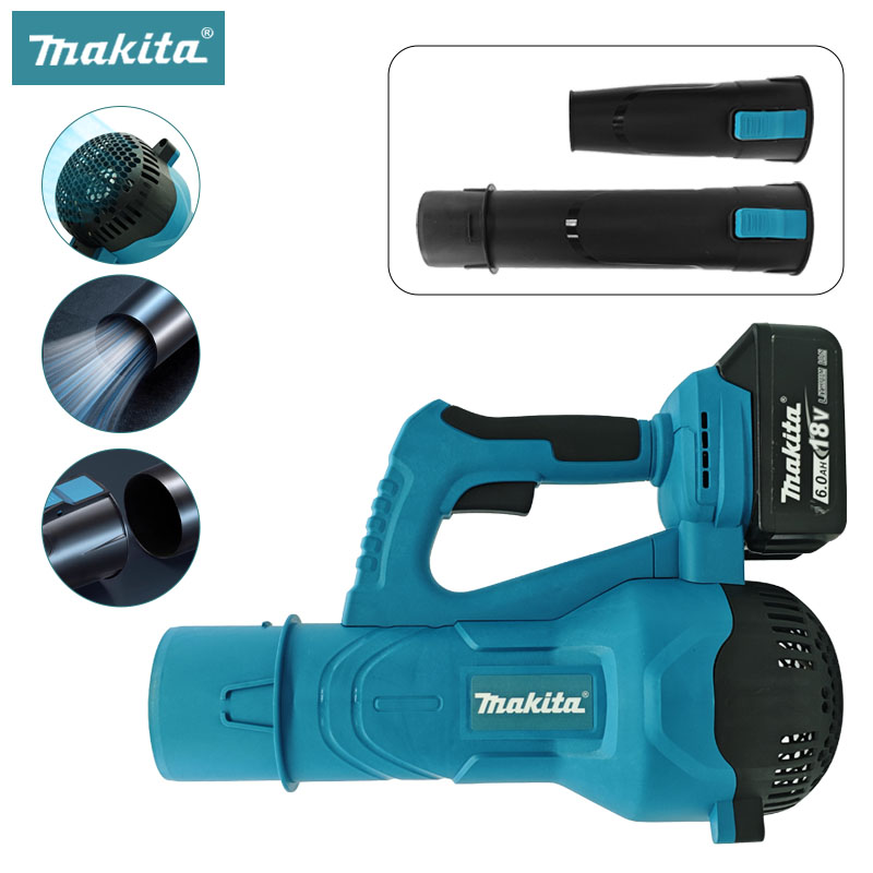 Soplador eléctrico sin escobillas Makita, 2 engranajes, 12,5 m/min, inalámbrico, de mano, hojas caídas, polvo de nieve, herramientas eléctricas de jardín