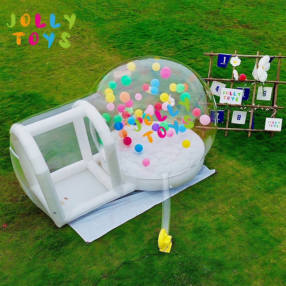 JOLLY TOYS Balloon inflatable bubble house with trampoline and transparent dome PVC material  with blower