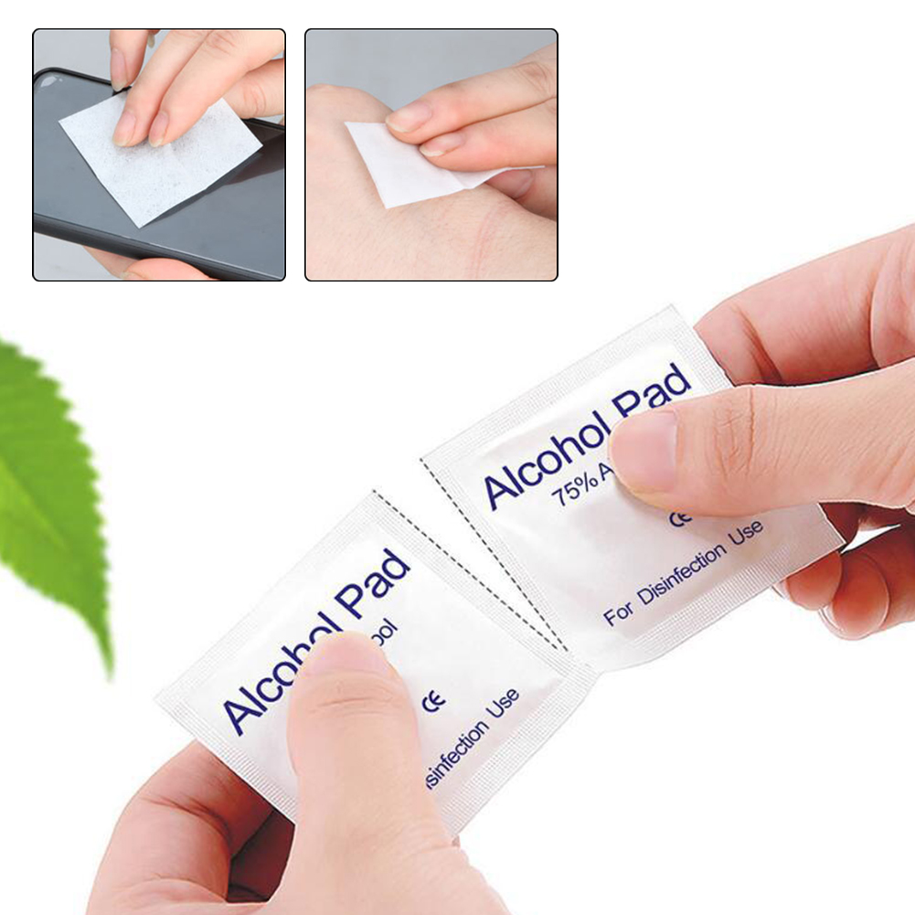 Tampons de coton jetables à 75% d'alcool, 50/100 pièces, outils de nettoyage de tatouage pour la peau propre antiseptique, bijoux, utilisation de désinfection de téléphone portable