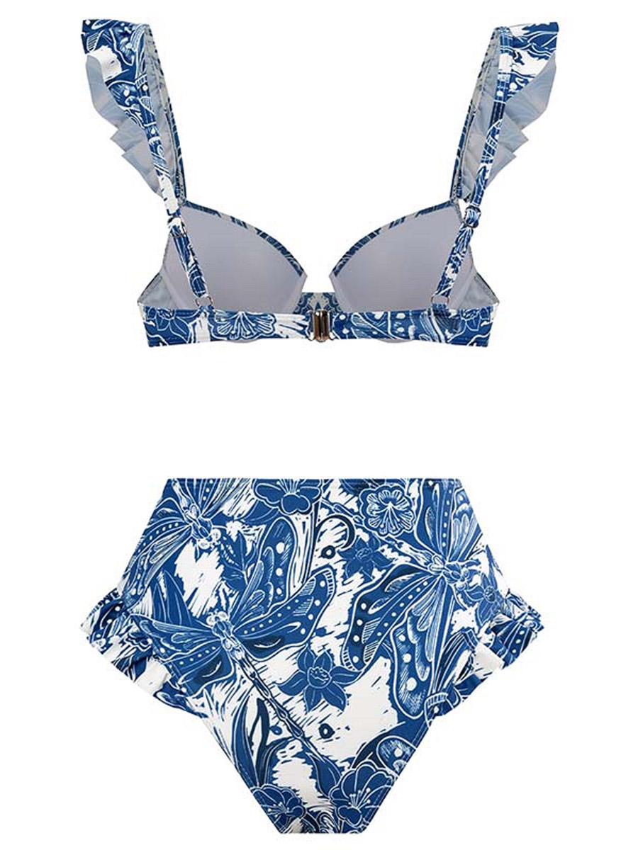 3-teiliger Push-Up-Bikini 2024, hoher Taillen-Badeanzug und Rock, sexy Rüschen-Bademode, Damen-Badeanzug, Badeanzug, weibliche Strandmode