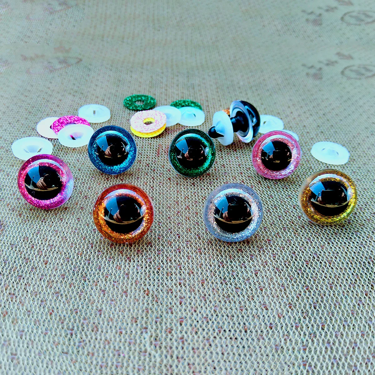 20 個 3D プラスチックグリッター安全目かぎ針編みおもちゃあみぐるみ Diy ミックスバルク混合サイズおもちゃ人形作り 10/12/14/16/18/20/22 ミリメートル