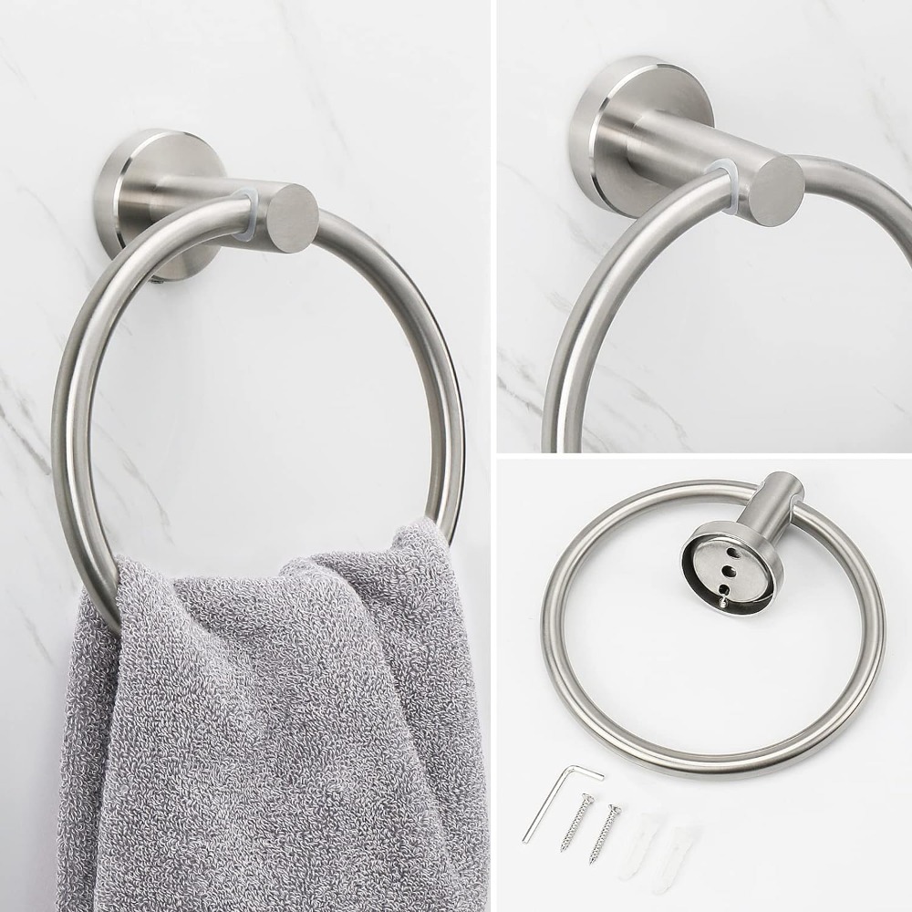 Bathroom Towel Ring Hook Hardware Accessories Storage Holder 304 Stainless Steel Hand Towel Holder Modern Round Towel Hanger