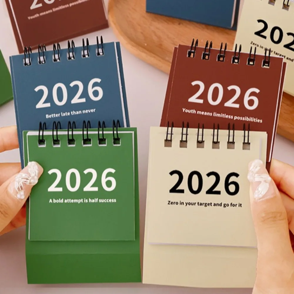 2026 Mini Simple Calendar Small Desk Calendar Creative Coil Calendar Planner Desktop Decoration Office Stationery 2025-2026