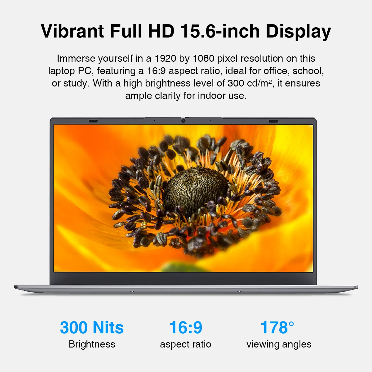Laptop, 15.6 Inch, Intel Pentium Quad-Core N100 PC Up To 3.4GHz, 16GB DDR5 RAM 512GB SSD ROM, WiFi 6, Fingerprint, USB Type-C