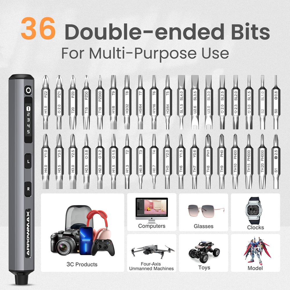 Mini-Elektroschrauber-Set mit 72 magnetischen Bits, 5 Gänge, Drehmoment, OLED-Display, wiederaufladbares Akku-Schraubendreher-Set, SES Neu