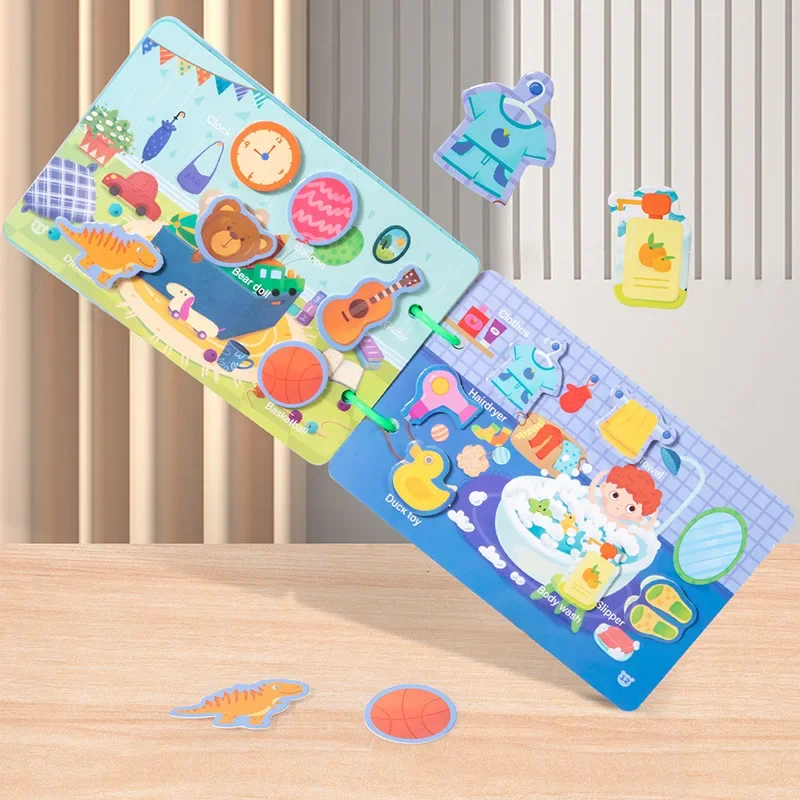 การเรียนรู้เกม Montessori หนังสือกิจกรรมวางสติกเกอร์ Logical Life ability Sorting การศึกษาการจับคู่เด็กวัยหัดเดินสําหรับของขวัญเด็ก