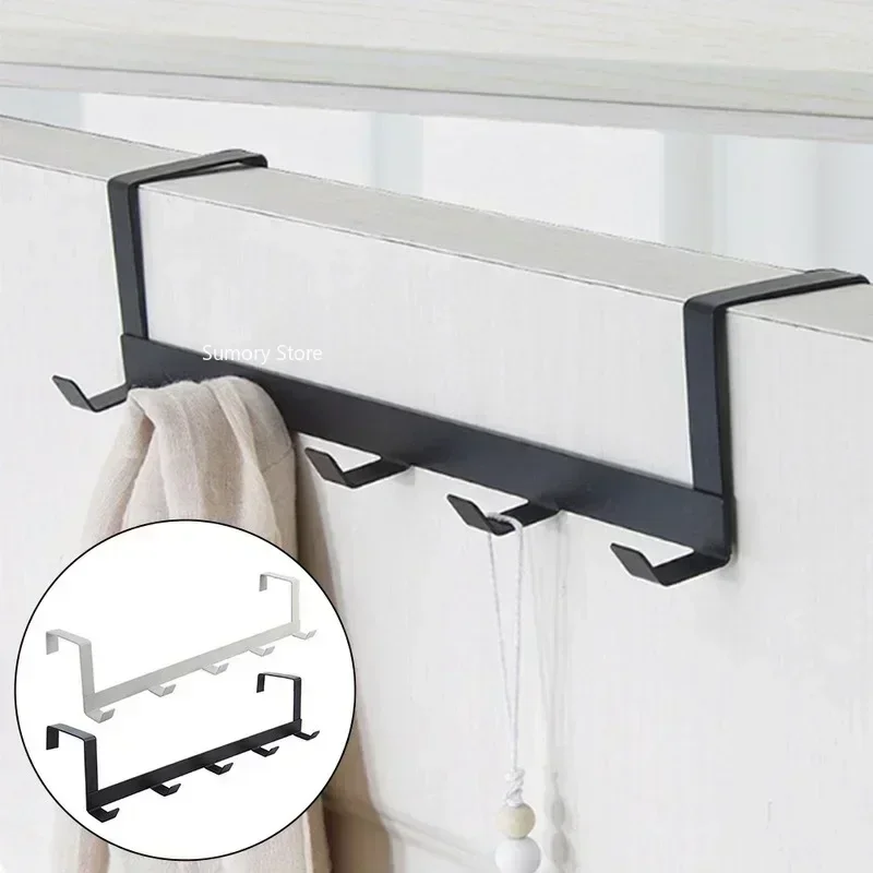 Appendiabiti sopra la porta 5 ganci Organizzatore domestico Appendiabiti in metallo Appendiabiti in stoffa Appendiabiti per cappelli Accessori per la cucina del bagno