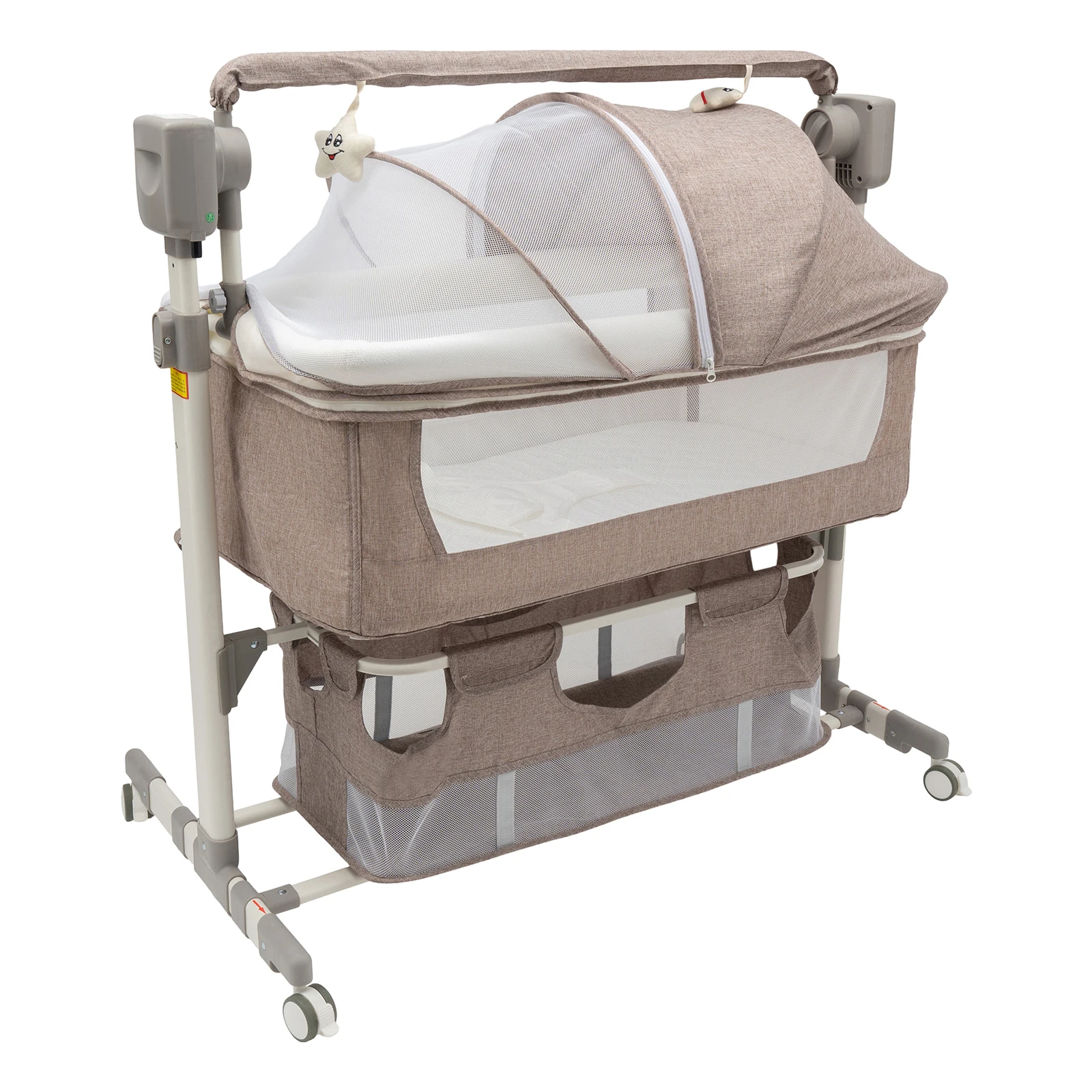 Smart Baby Bassinet Bedside Sleeper Music Play Automatic Cradle with Timing Function & 5-Speed